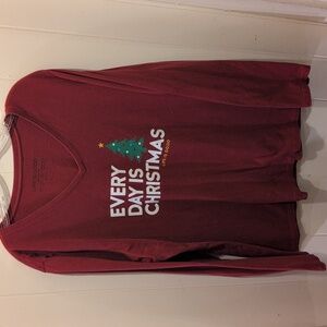 LIFE IS GOOD Women’s Red EVERY DAY IS CHRISTMAS Graphic Tee Long Sleeve Size XL